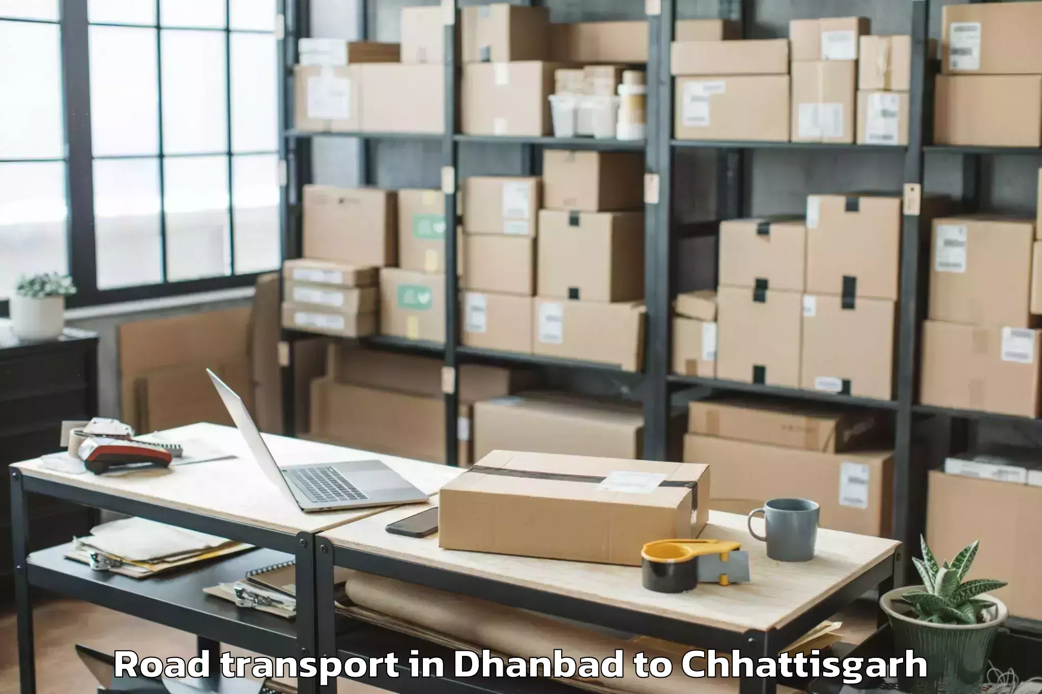 Book Dhanbad to Gharghoda Road Transport Online